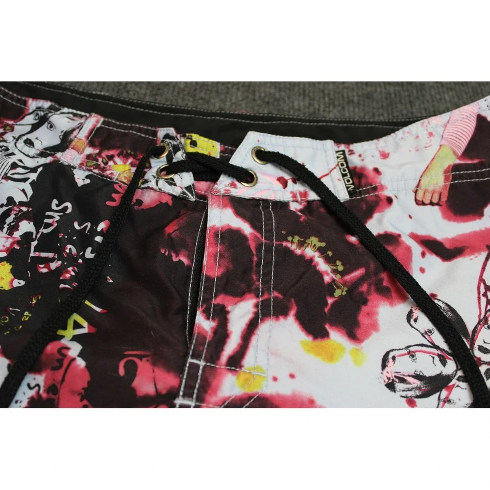 Volcom Modulator Technology Board Shorts Mens 36 Graphic Floral Face Print Blue